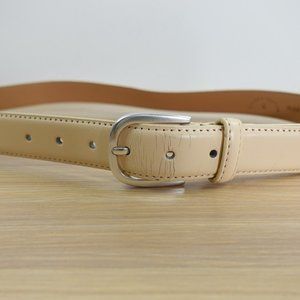 UL Belt Leather Silver Buckle 38 White Formal Dress Adult Genuine UNITED LEATHER